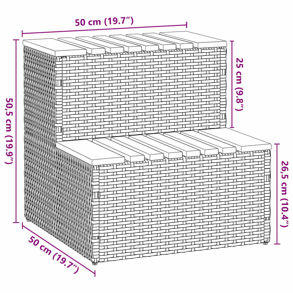 Hot Tub Step Poly Rattan And Solid Acacia
