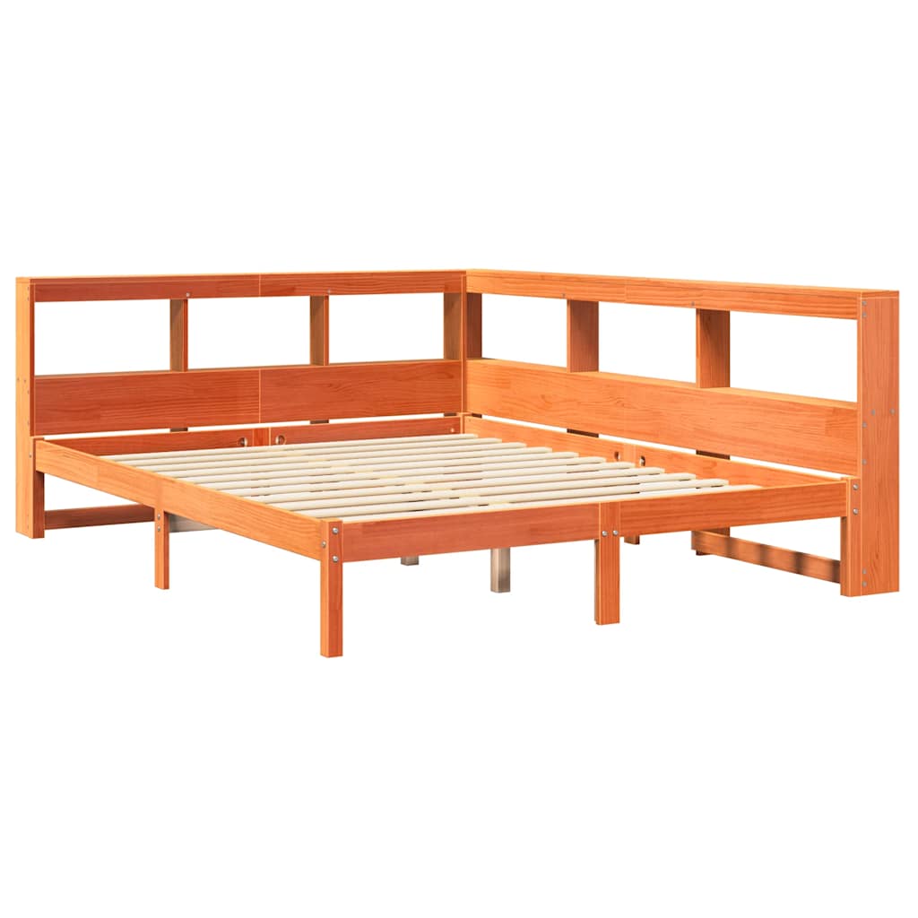 Bookcase Bed Without Mattress Wax Brown 160X200 Cm Solid Wood Pine