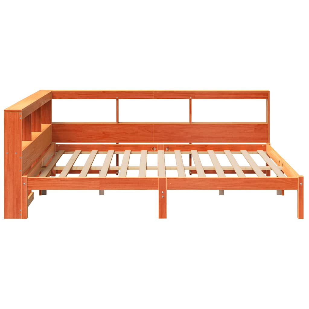 Bookcase Bed Without Mattress Wax Brown 160X200 Cm Solid Wood Pine