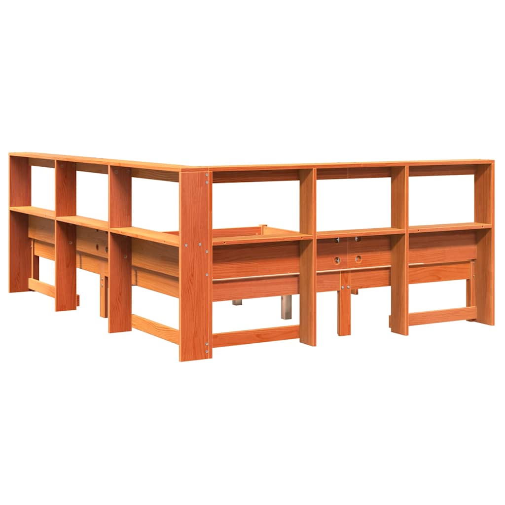 Bookcase Bed Without Mattress Wax Brown 160X200 Cm Solid Wood Pine