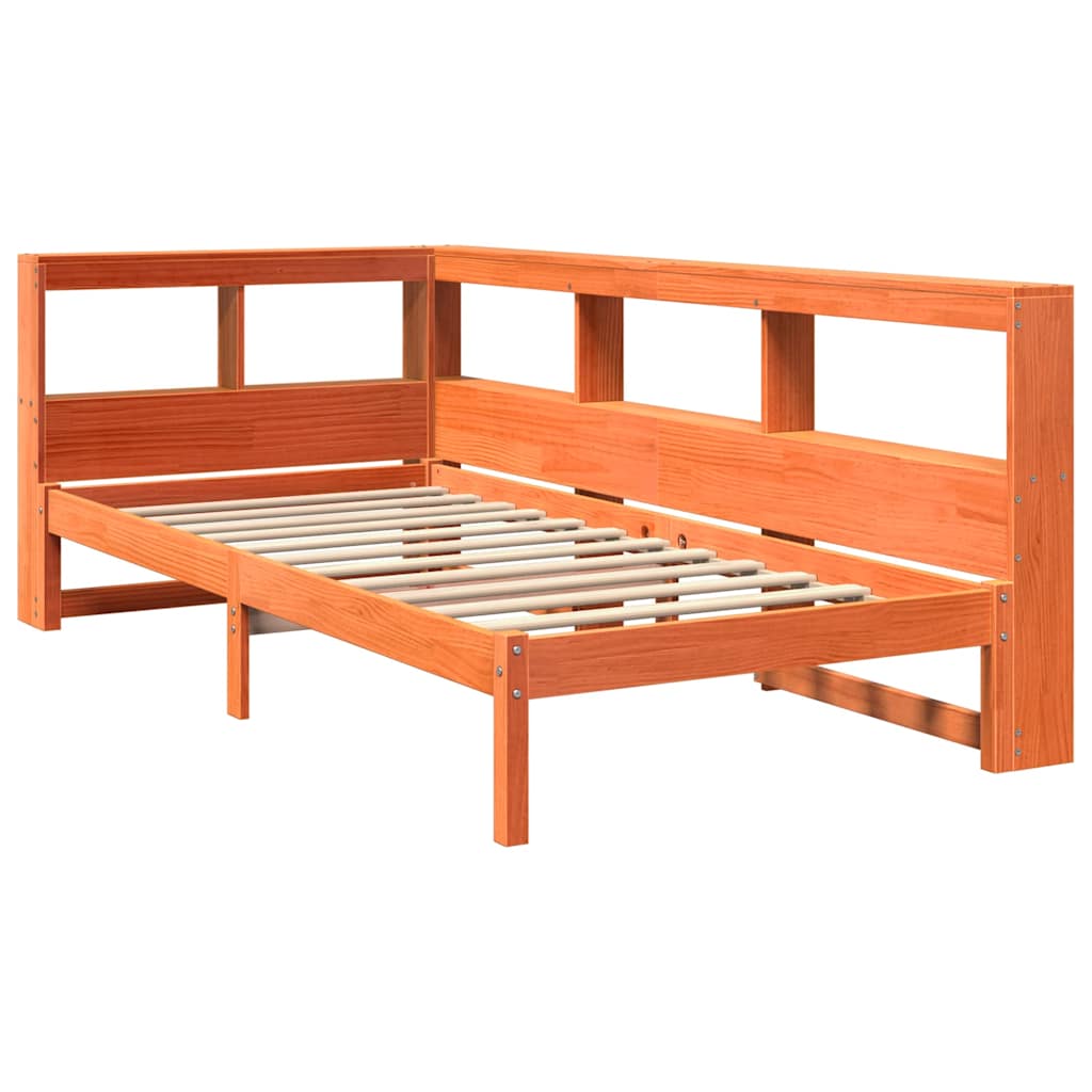 Bookcase Bed Without Mattress Wax Brown 90X190 Cm Solid Wood Pine