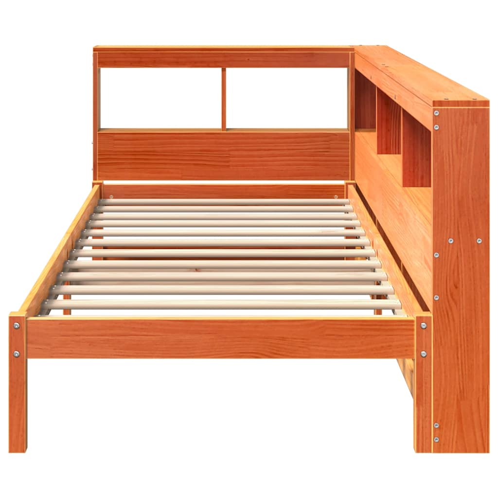 Bookcase Bed Without Mattress Wax Brown 90X190 Cm Solid Wood Pine