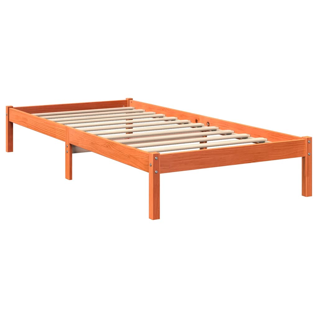 Bookcase Bed Without Mattress Wax Brown 90X190 Cm Solid Wood Pine