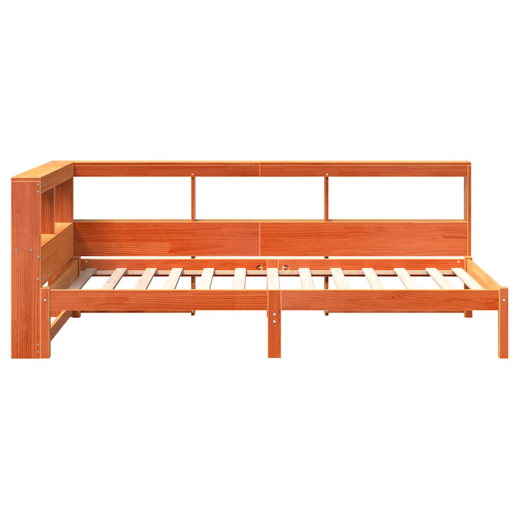 Bookcase Bed Without Mattress Wax Brown 90X190 Cm Solid Wood Pine