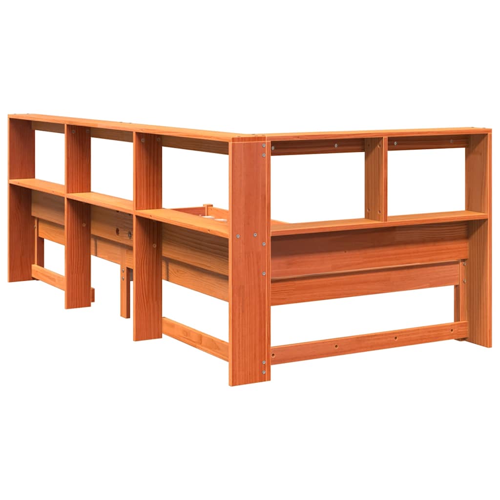 Bookcase Bed Without Mattress Wax Brown 90X190 Cm Solid Wood Pine