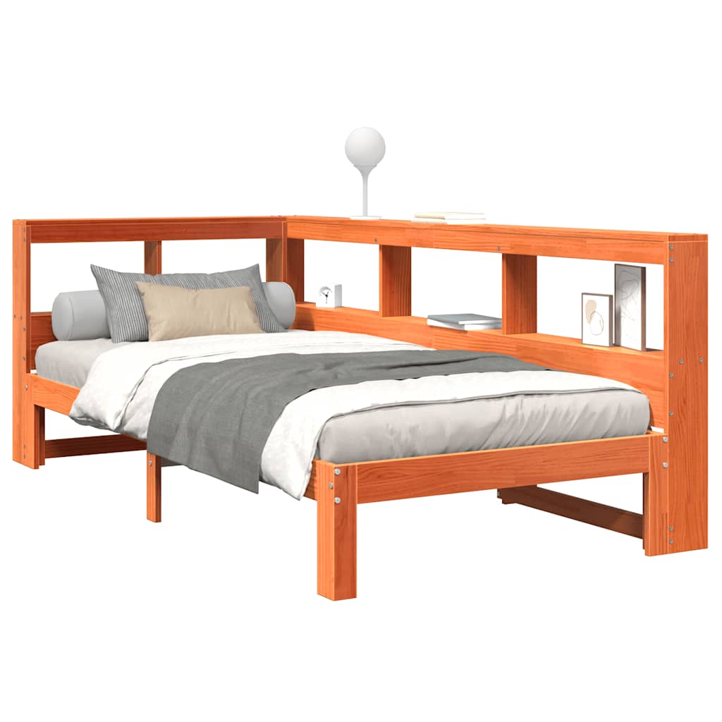 Bookcase Bed Without Mattress Wax Brown 90X190 Cm Solid Wood Pine