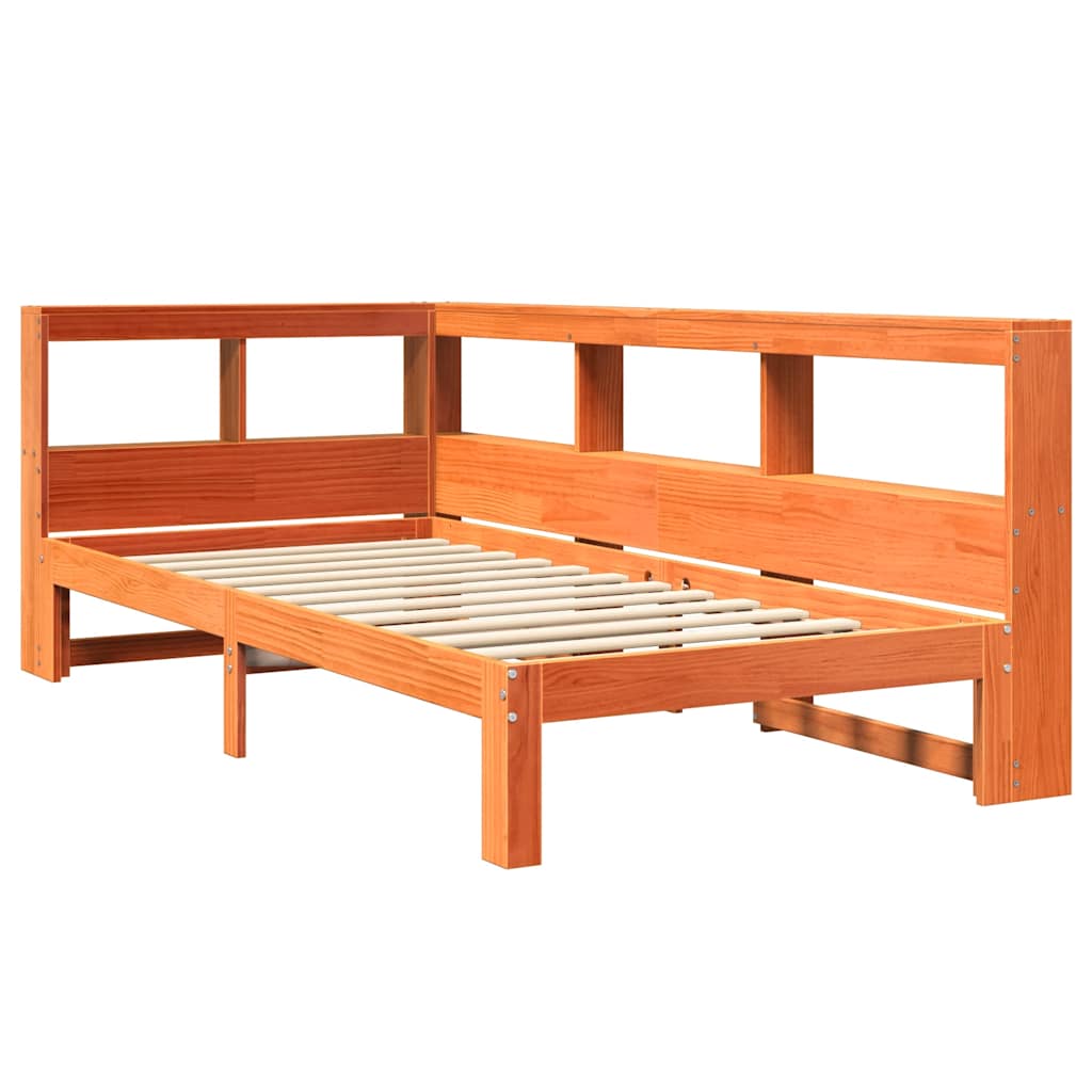 Bookcase Bed Without Mattress Wax Brown 90X190 Cm Solid Wood Pine