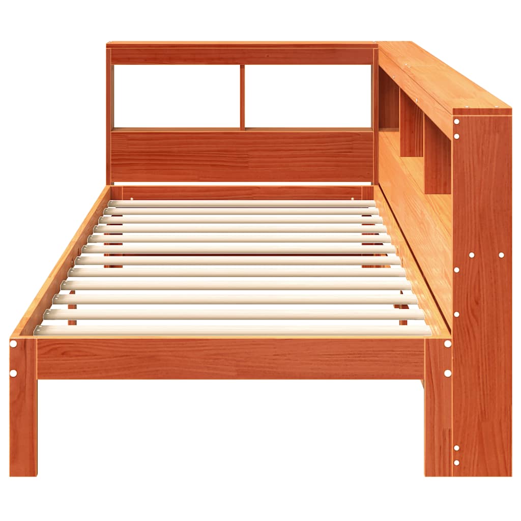 Bookcase Bed Without Mattress Wax Brown 90X190 Cm Solid Wood Pine