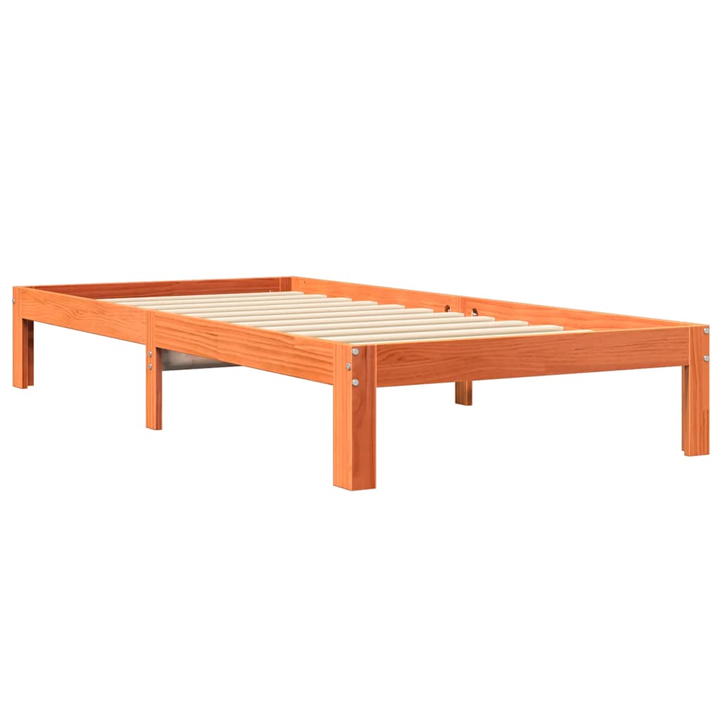Bookcase Bed Without Mattress Wax Brown 90X190 Cm Solid Wood Pine