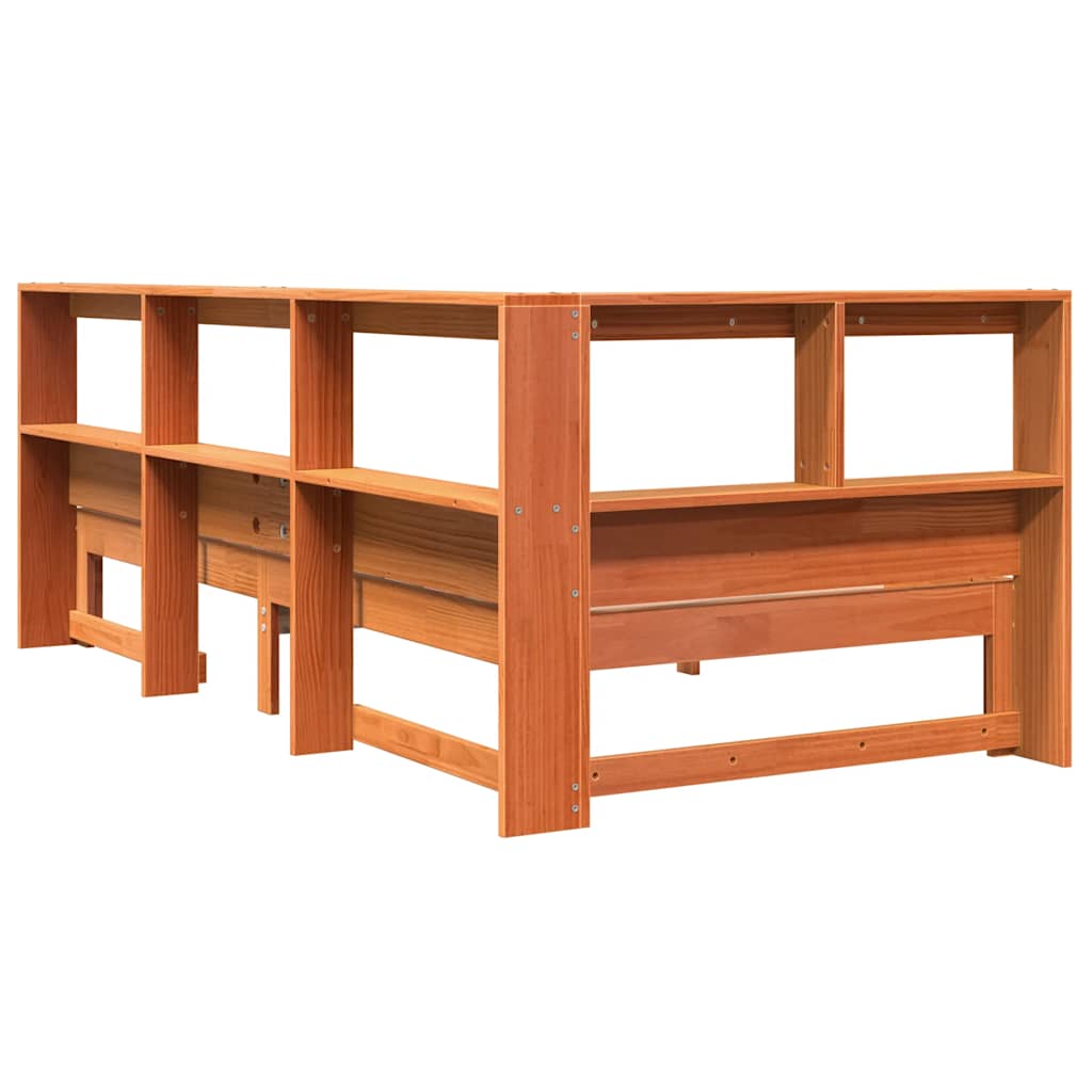 Bookcase Bed Without Mattress Wax Brown 90X190 Cm Solid Wood Pine