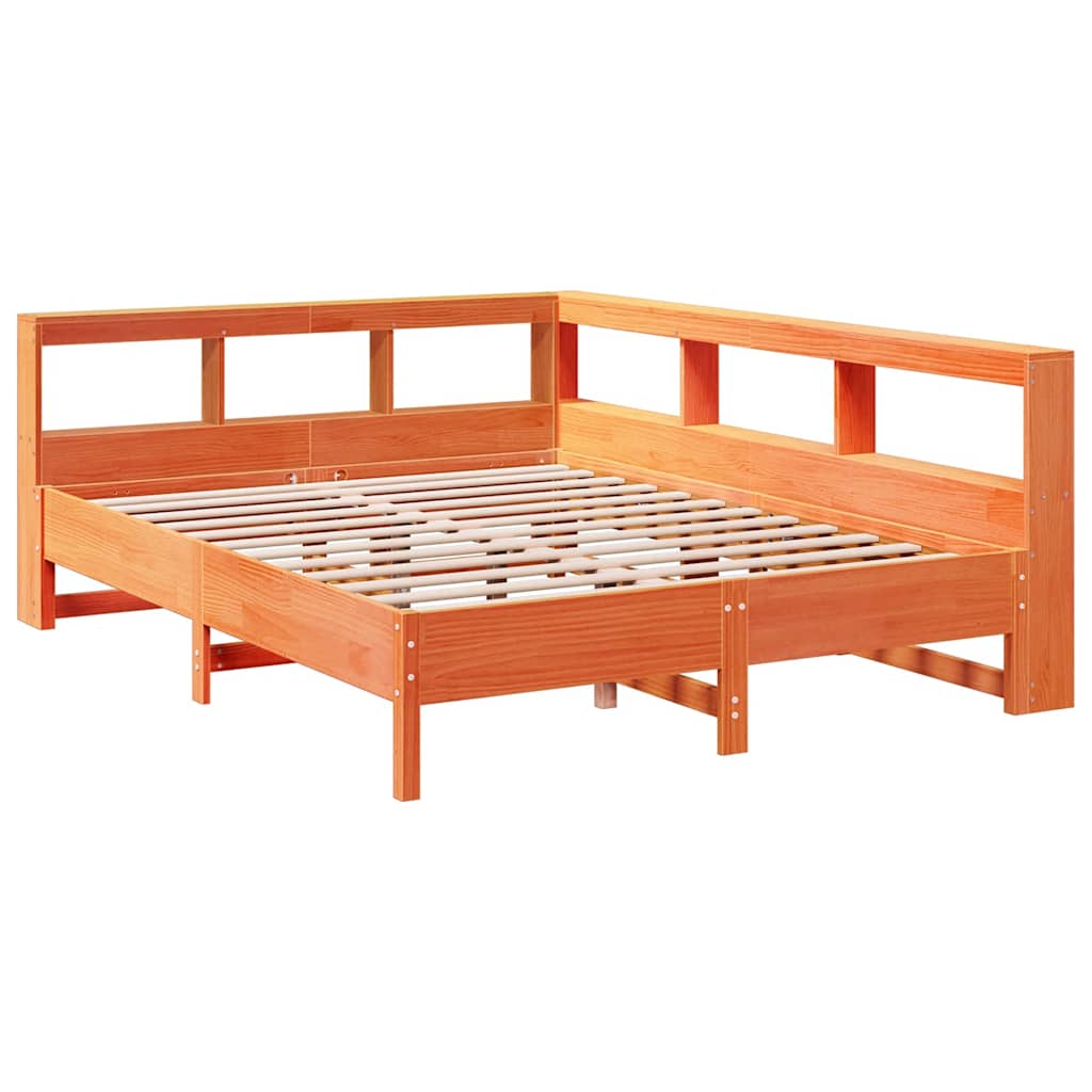 Bookcase Bed Without Mattress Wax Brown 160X200 Cm Solid Wood Pine