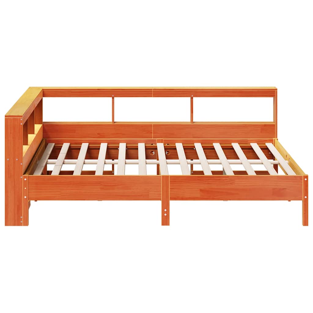 Bookcase Bed Without Mattress Wax Brown 160X200 Cm Solid Wood Pine