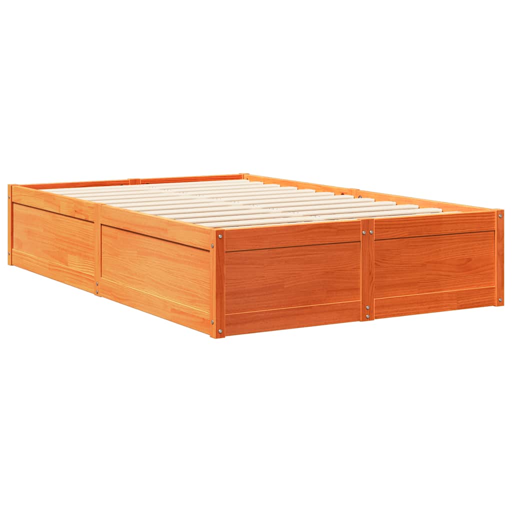 Bookcase Bed Without Mattress Wax Brown 135X190Cm Solid Wood Pine