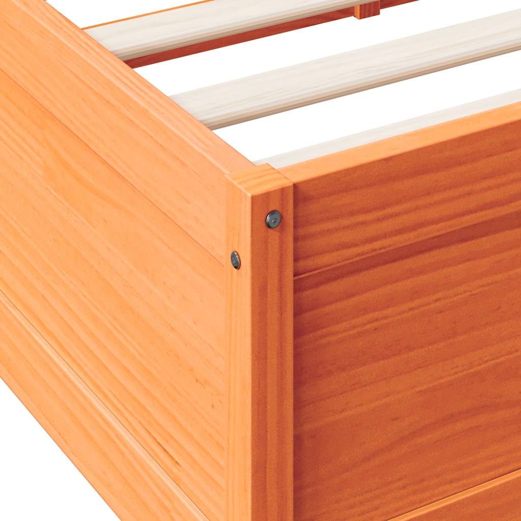 Bookcase Bed Without Mattress Wax Brown 135X190Cm Solid Wood Pine