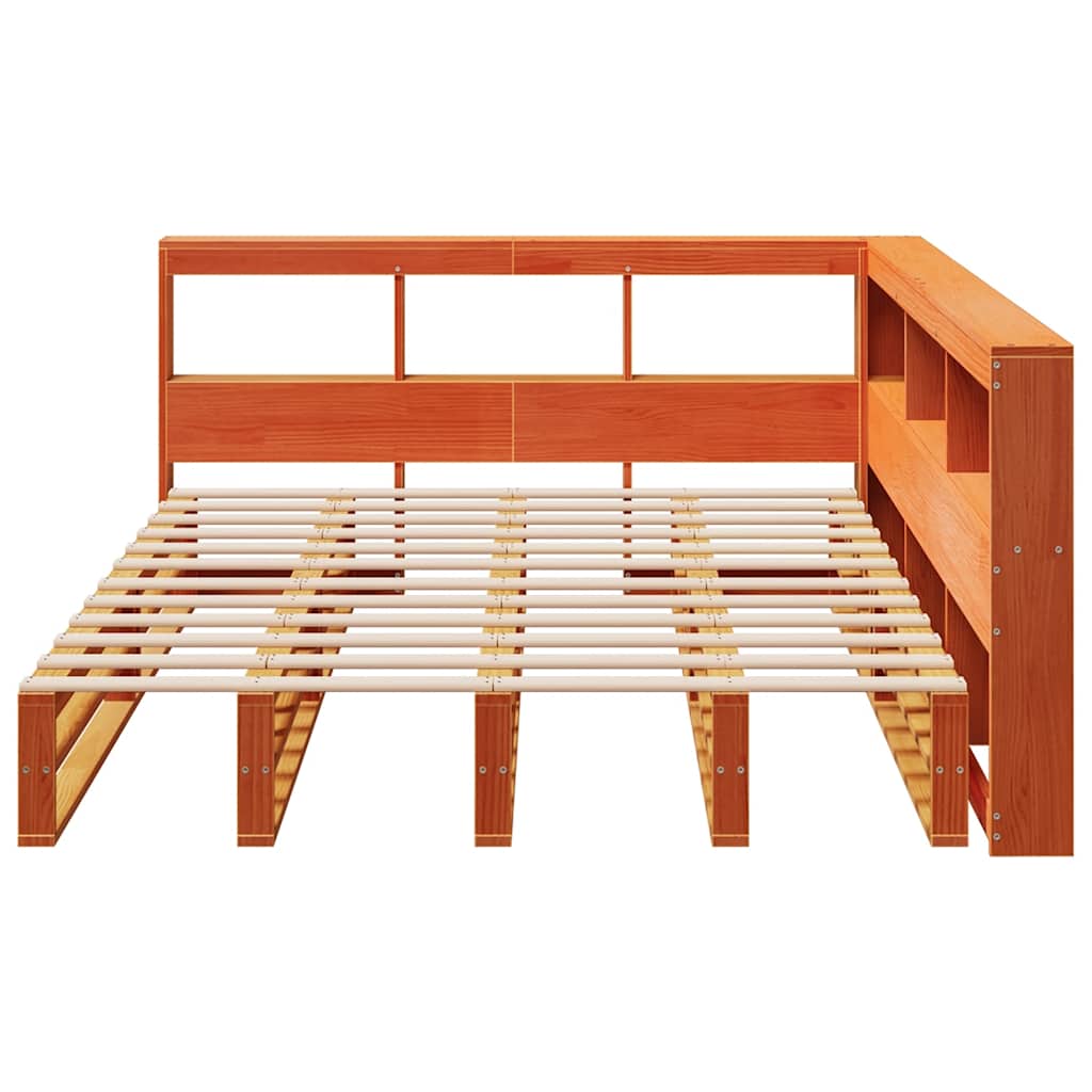 Bookcase Bed Without Mattress Wax Brown 160X200Cm Solid Wood Pine