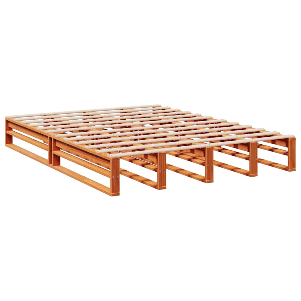 Bookcase Bed Without Mattress Wax Brown 160X200Cm Solid Wood Pine