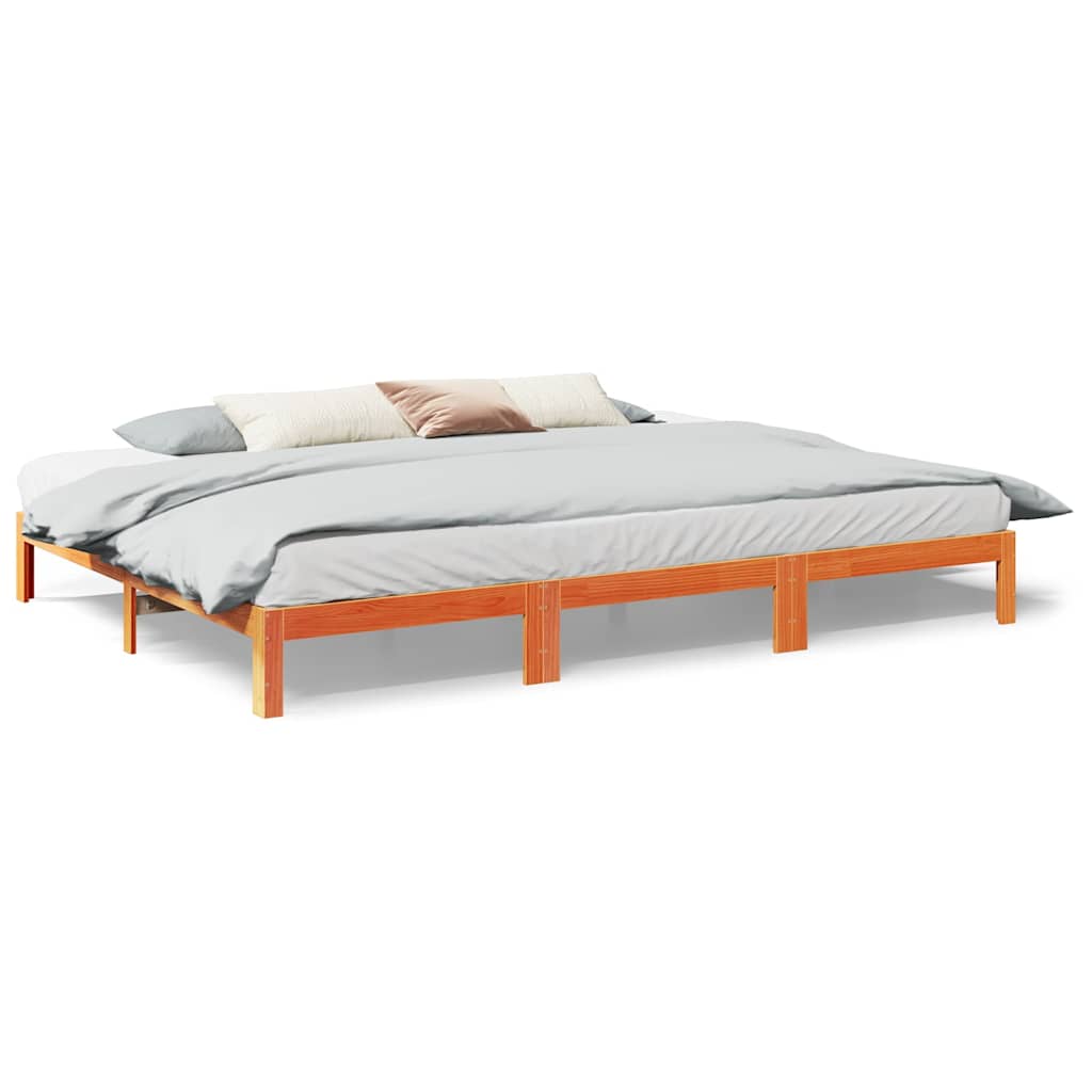 Bed Frame Without Mattress Solid Wood Pine Wax Brown White Natural 90 X 200 Cm 2