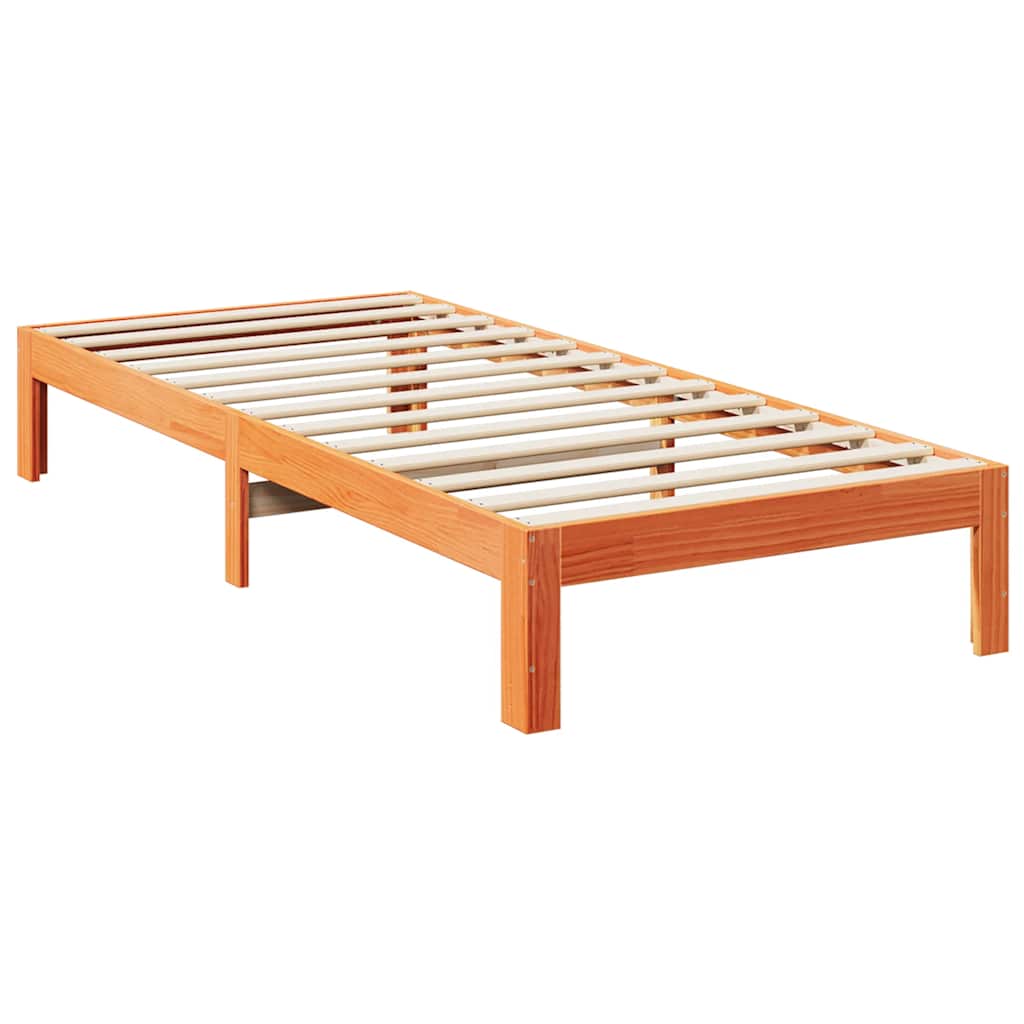Bed Frame Without Mattress Solid Wood Pine Wax Brown White Natural 90 X 200 Cm 2