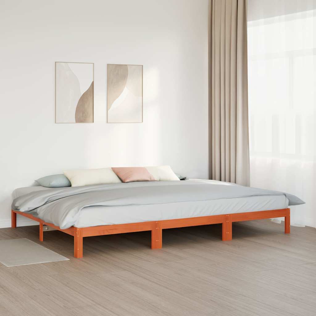 Bed Frame Without Mattress Solid Wood Pine Wax Brown White Natural 90 X 200 Cm 2