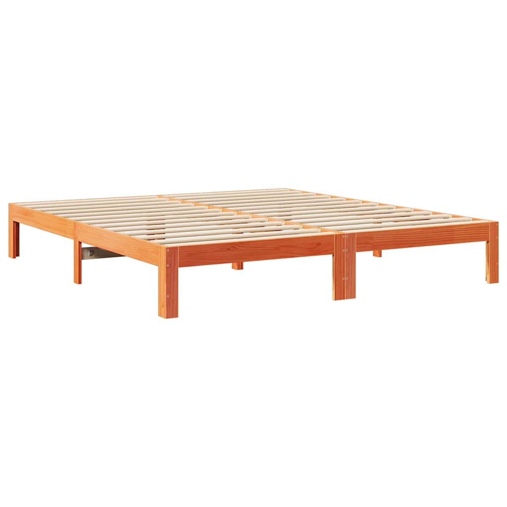 Bed Frame Without Mattress Solid Wood Pine Wax Brown White Natural 90 X 200 Cm 2