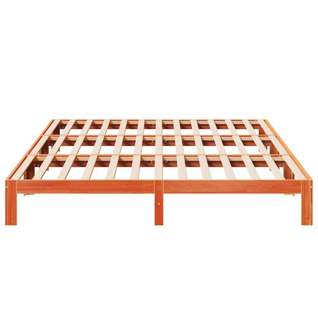 Bed Frame Without Mattress Solid Wood Pine Wax Brown White Natural 90 X 200 Cm 2