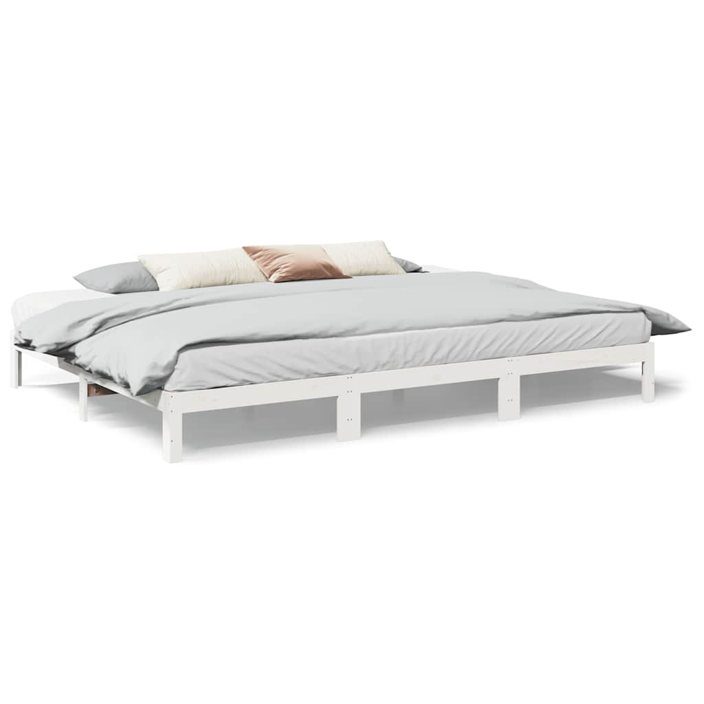 Bed Frame Without Mattress Solid Wood Pine Wax Brown White Natural 90 X 200 Cm 2