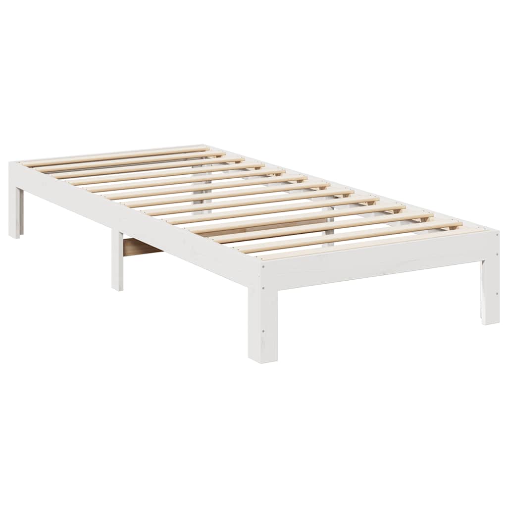 Bed Frame Without Mattress Solid Wood Pine Wax Brown White Natural 90 X 200 Cm 2