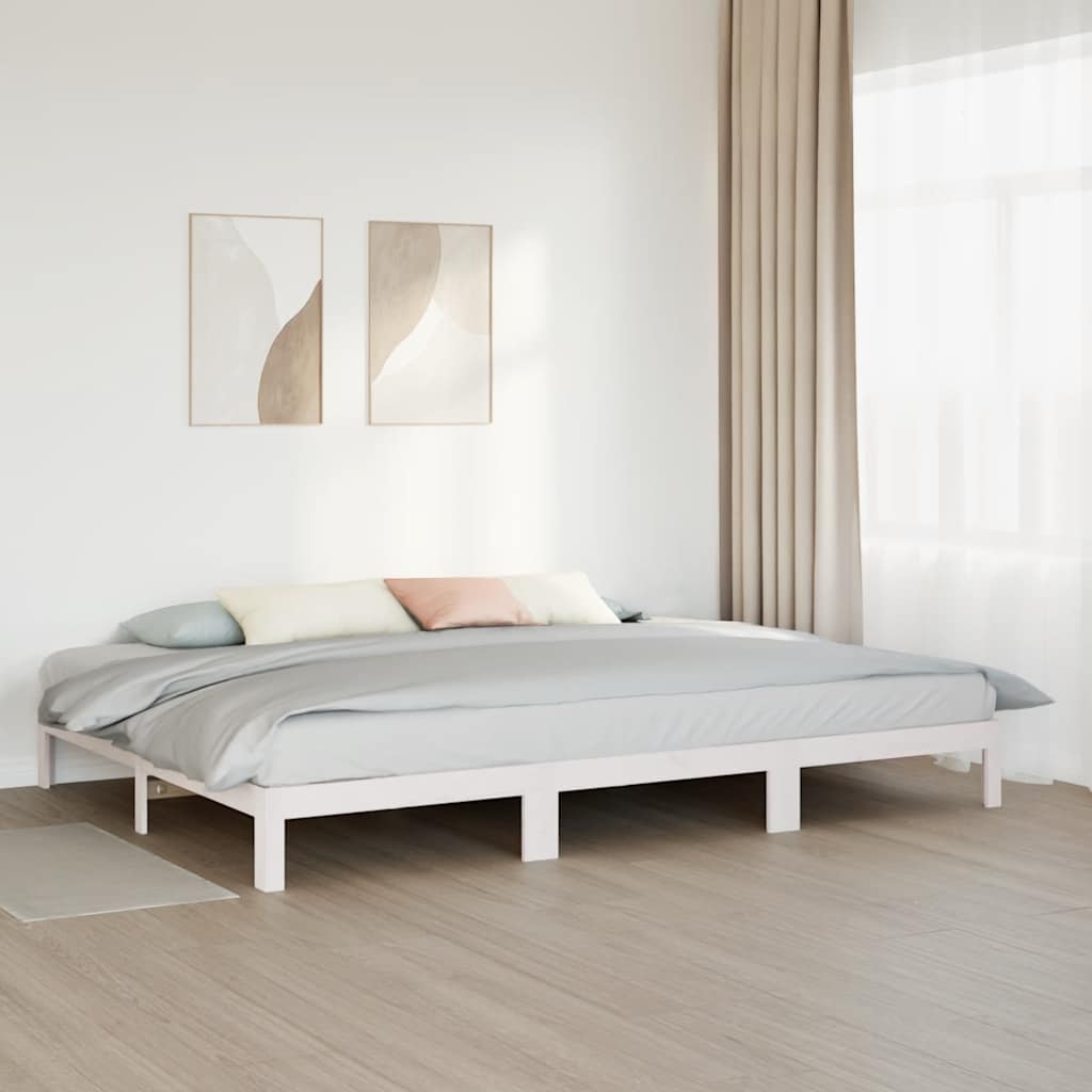 Bed Frame Without Mattress Solid Wood Pine Wax Brown White Natural 90 X 200 Cm 2