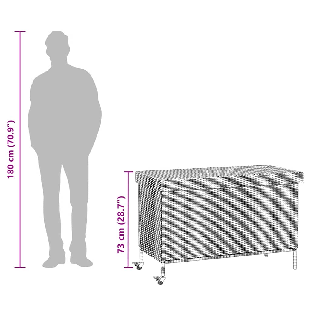 Garden Storage Box With Wheels Poly Rattan