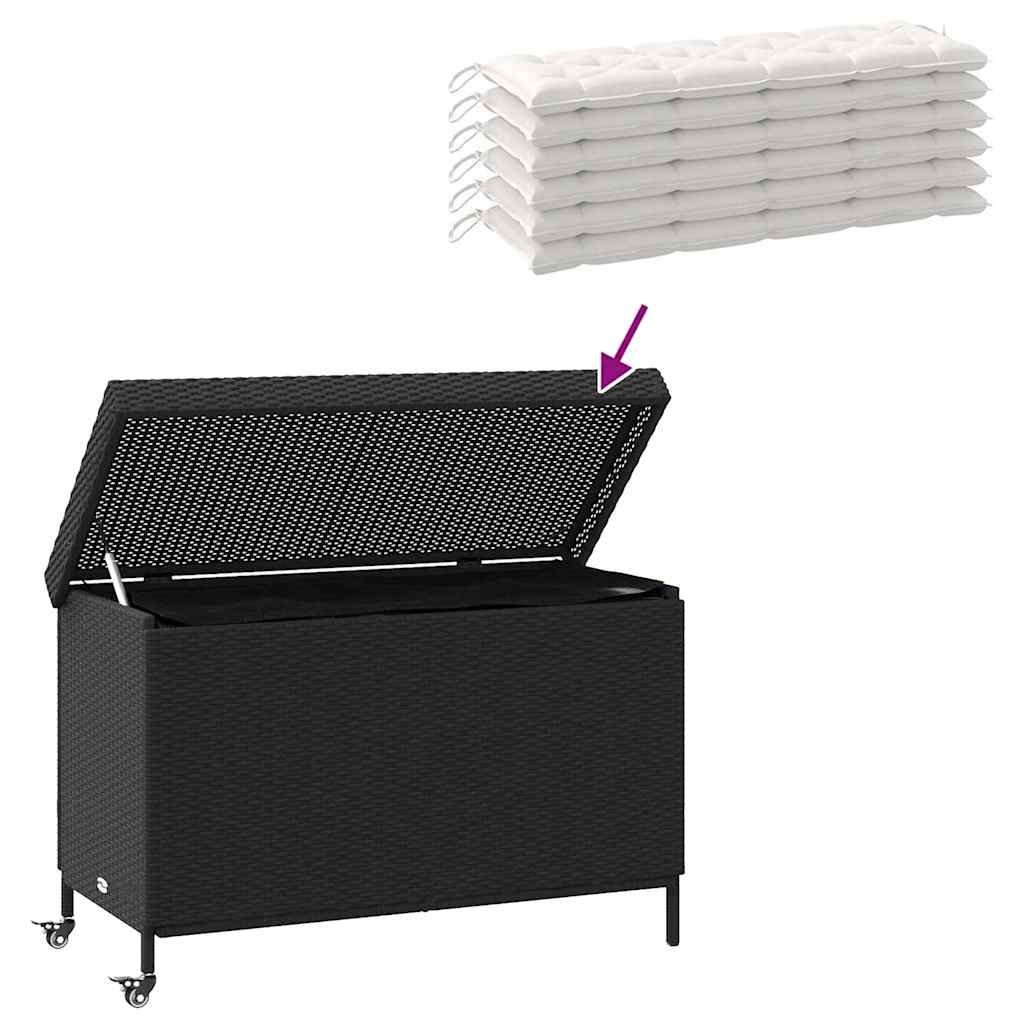 Garden Storage Box With Wheels Poly Rattan