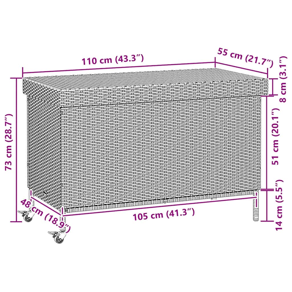 Garden Storage Box With Wheels Poly Rattan