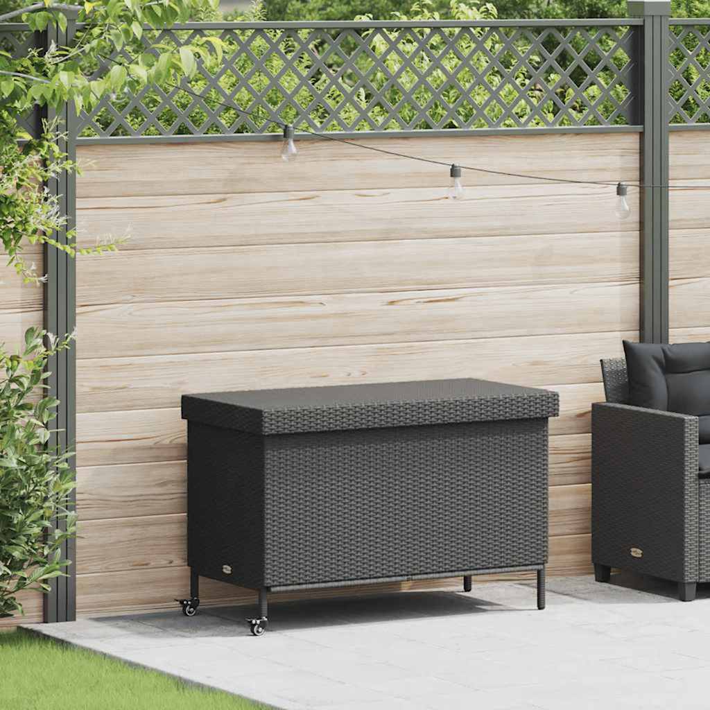 Garden Storage Box With Wheels Poly Rattan
