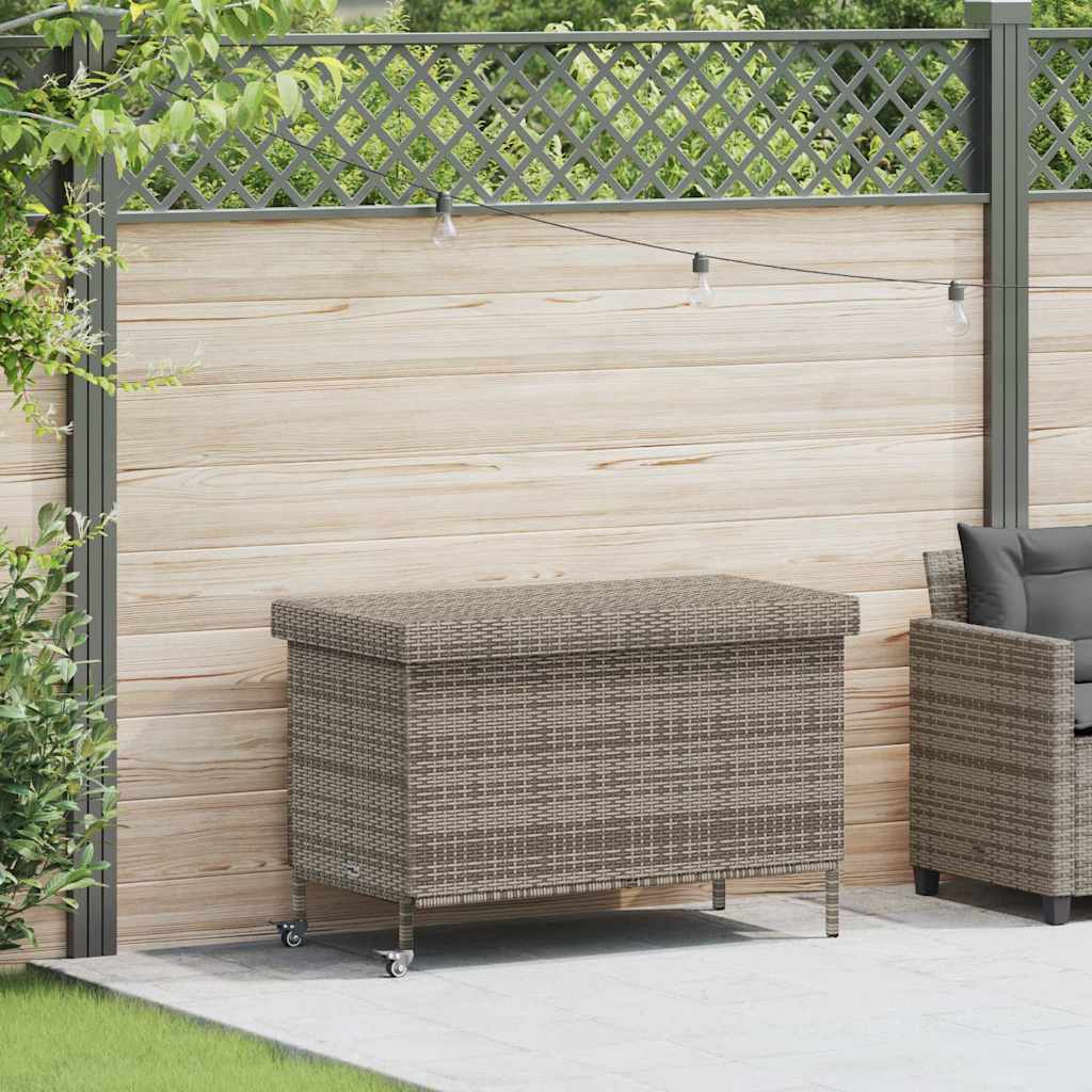 Garden Storage Box With Wheels Poly Rattan