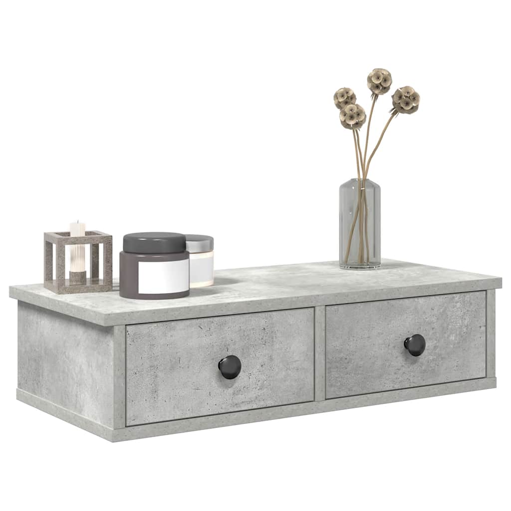 Wall Shelf With Drawers Engineered Wood