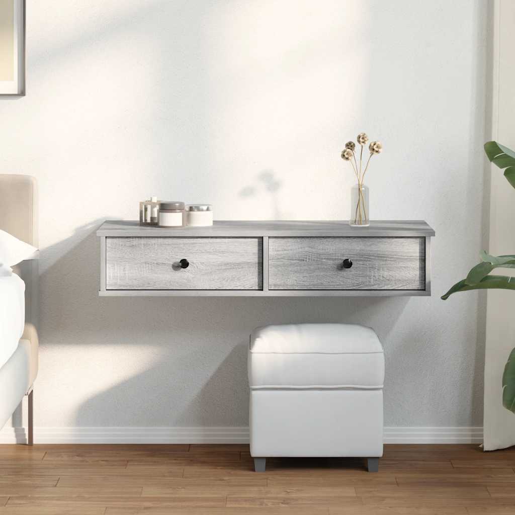 Wall Shelf With Drawers Engineered Wood