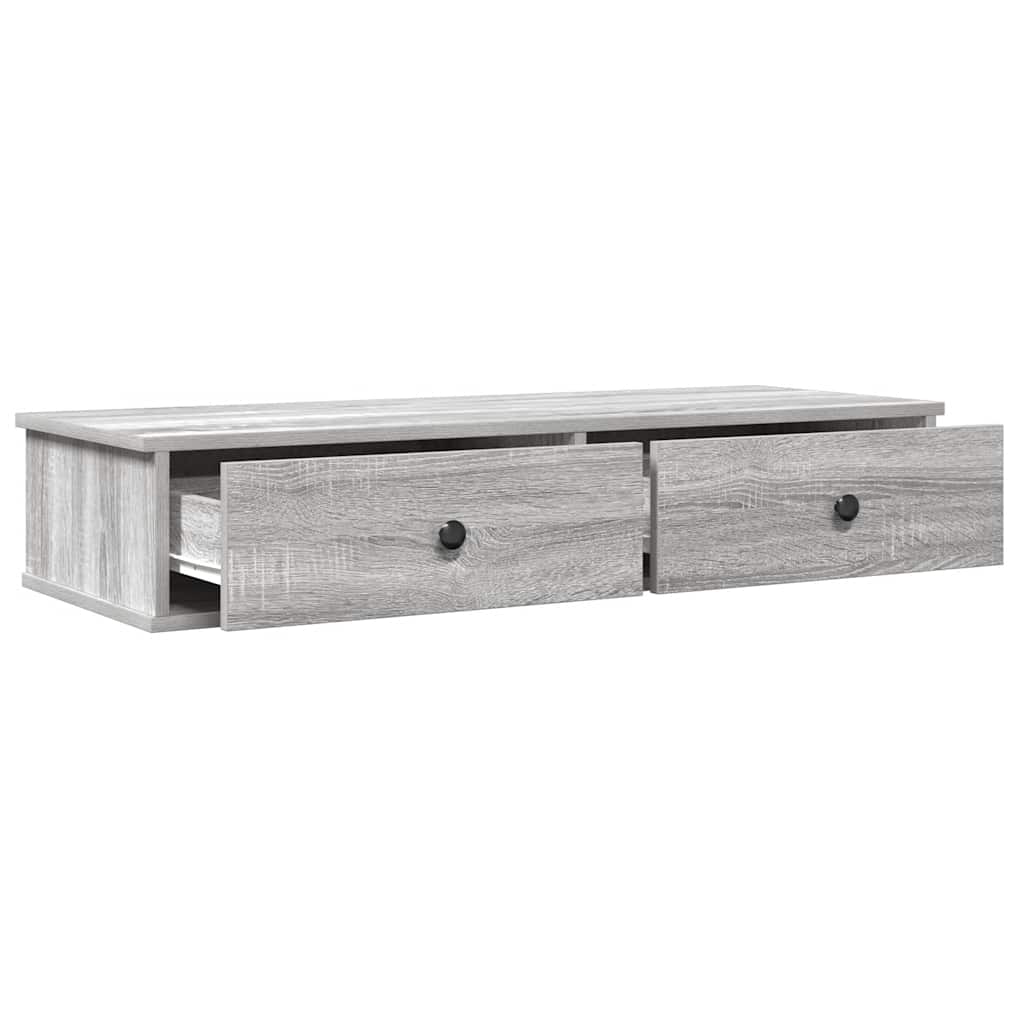 Wall Shelf With Drawers Engineered Wood
