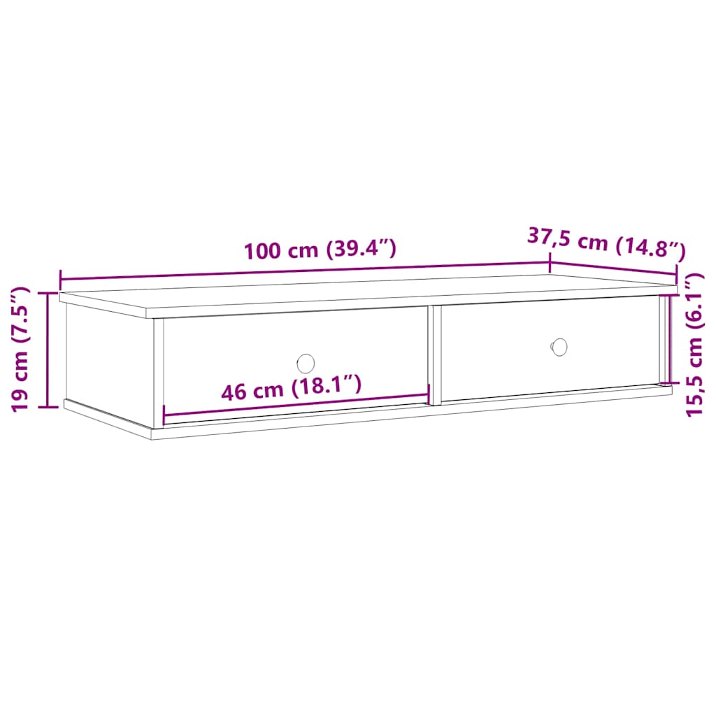 Wall Shelf With Drawers Engineered Wood