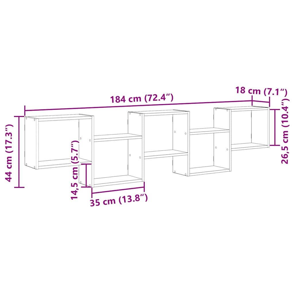 Wall Cube Shelf 5 Compartments Engineered Wood