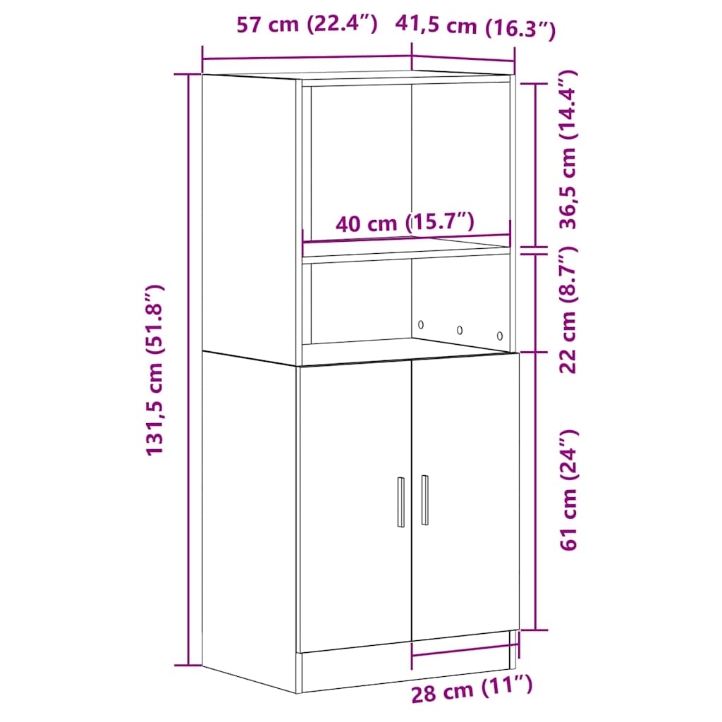 Kitchen Cabinet 57X41.5X131.5 Cm Engineered Wood