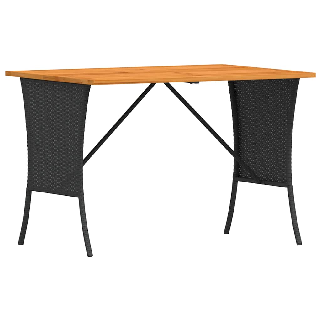 Outdoor Table Garden Acacia Wood Top 105X75X72 Cm Poly Rattan beige black grey 1