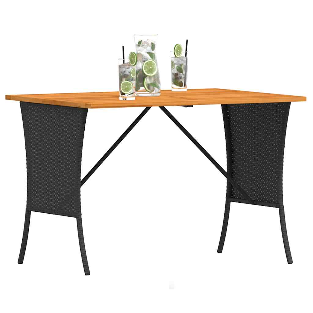 Outdoor Table Garden Acacia Wood Top 105X75X72 Cm Poly Rattan beige black grey 1