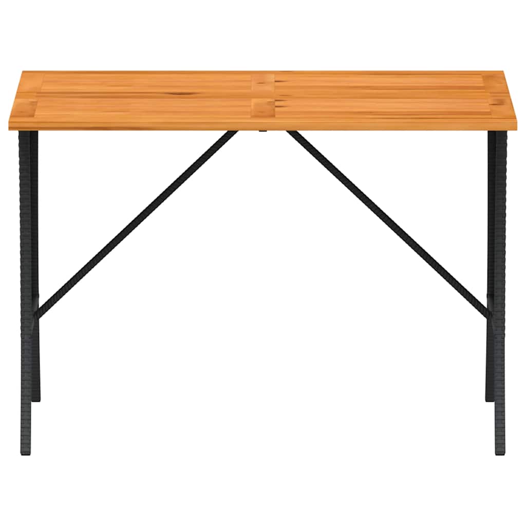 Outdoor Table Garden Acacia Wood Top 105X75X72 Cm Poly Rattan beige black grey 1