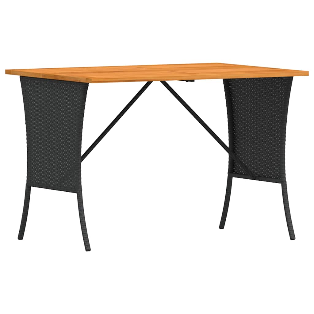 Outdoor Table Garden Acacia Wood Top 105X75X72 Cm Poly Rattan beige black grey 1