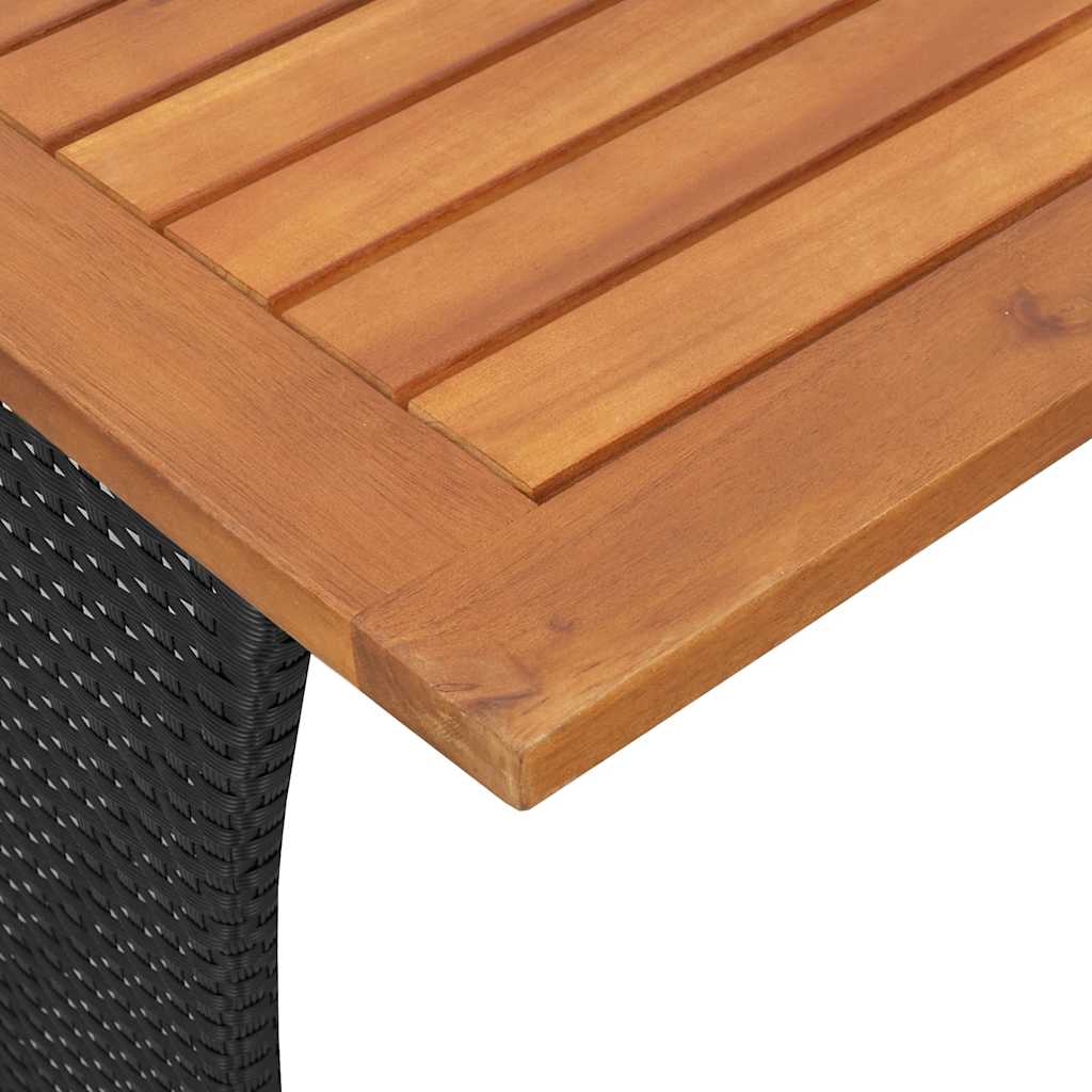 Outdoor Table Garden Acacia Wood Top 105X75X72 Cm Poly Rattan beige black grey 1