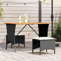 Outdoor Table Garden Acacia Wood Top 105X75X72 Cm Poly Rattan beige black grey 1