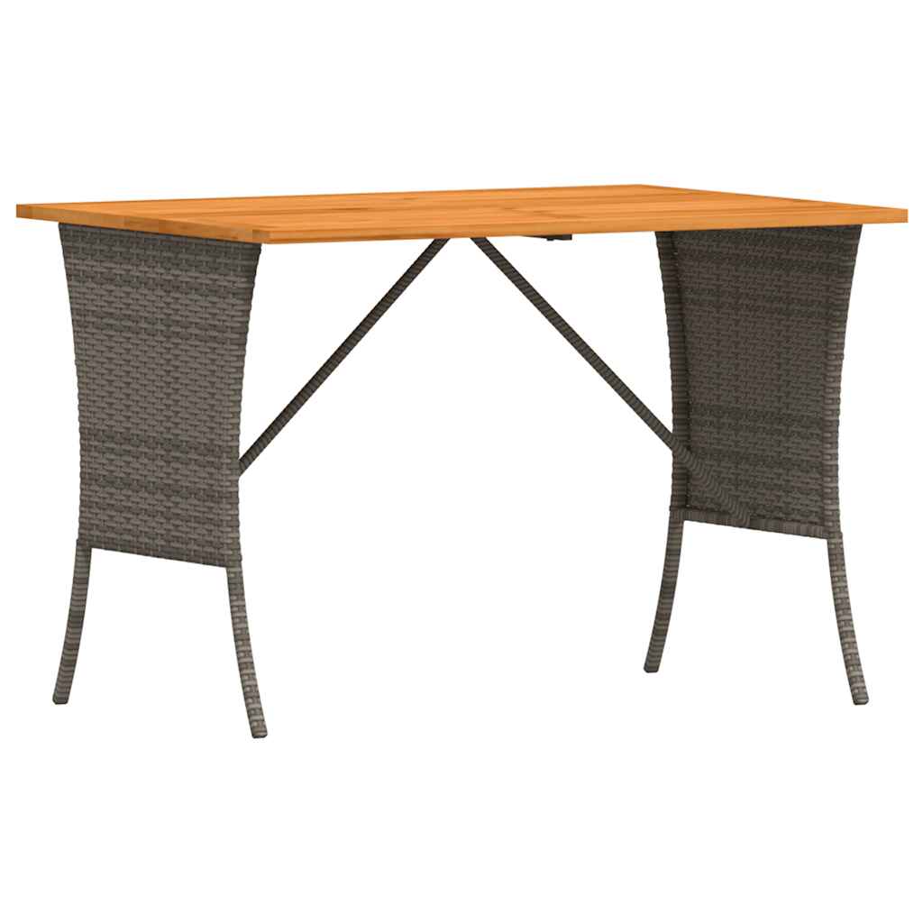 Outdoor Table Garden Acacia Wood Top 105X75X72 Cm Poly Rattan beige black grey 1
