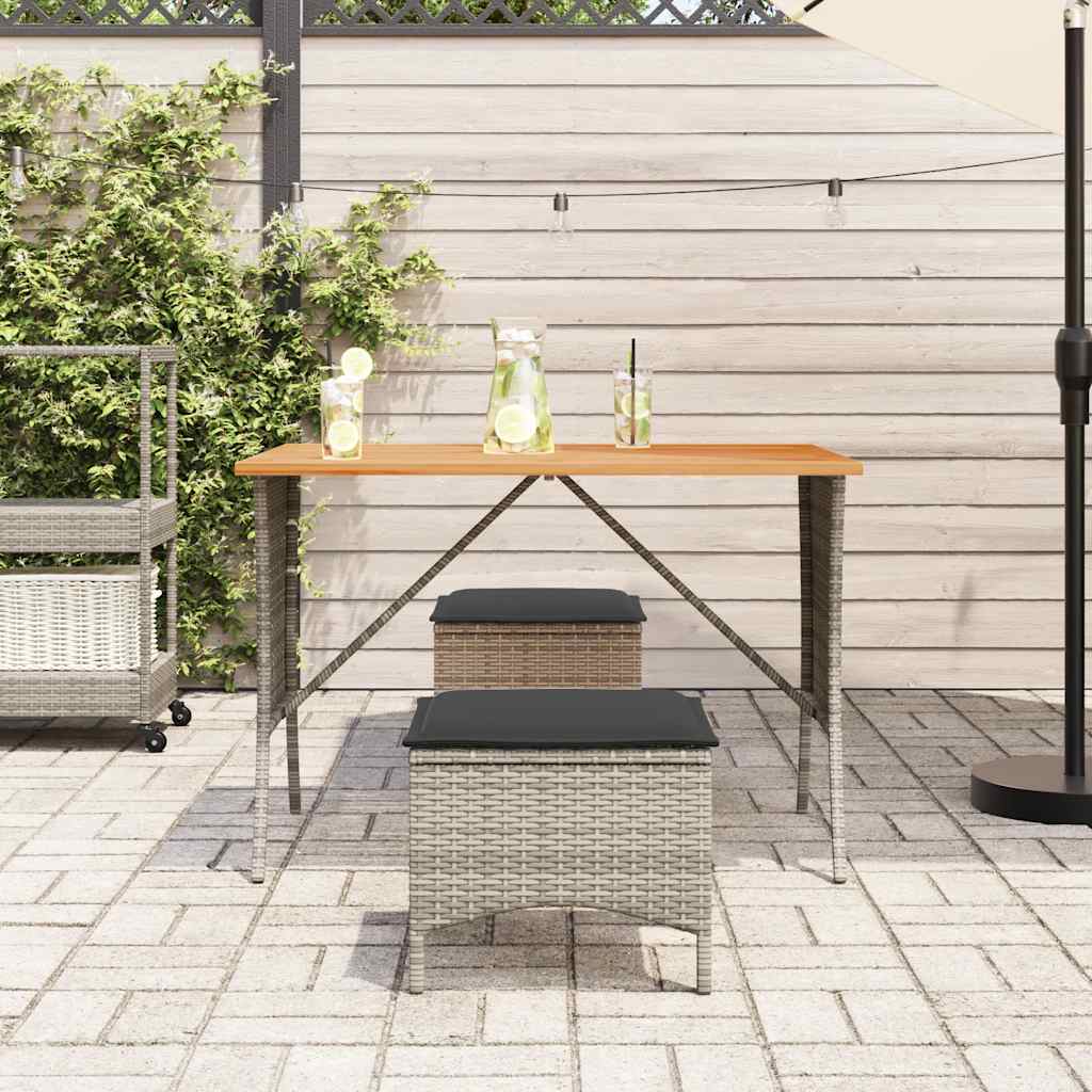 Outdoor Table Garden Acacia Wood Top 105X75X72 Cm Poly Rattan beige black grey 1