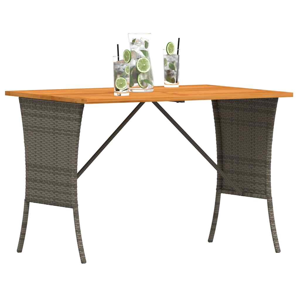 Outdoor Table Garden Acacia Wood Top 105X75X72 Cm Poly Rattan beige black grey 1
