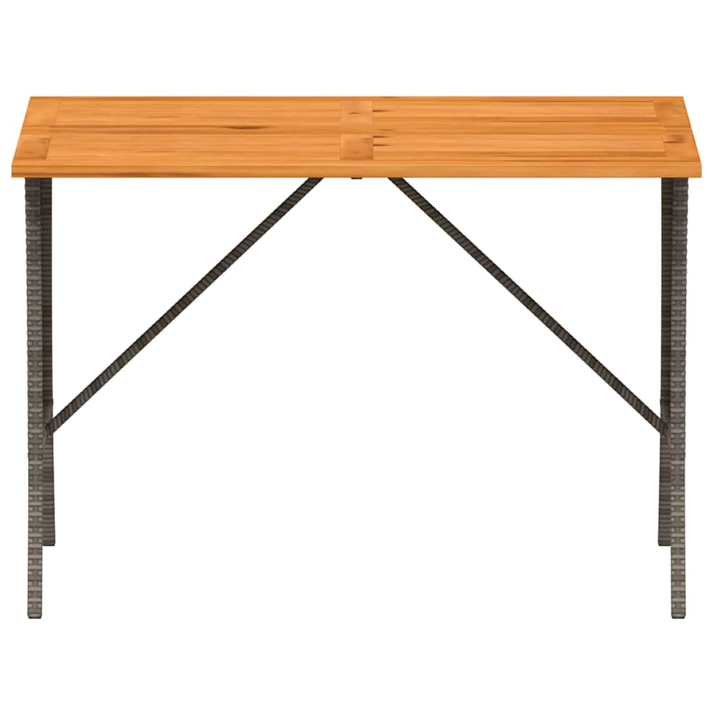 Outdoor Table Garden Acacia Wood Top 105X75X72 Cm Poly Rattan beige black grey 1