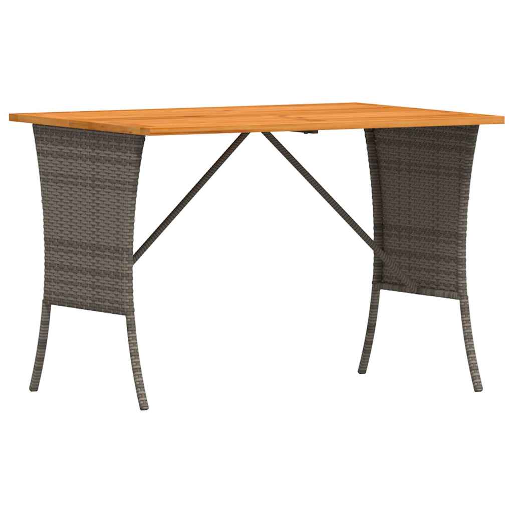 Outdoor Table Garden Acacia Wood Top 105X75X72 Cm Poly Rattan Beige Black Grey 1